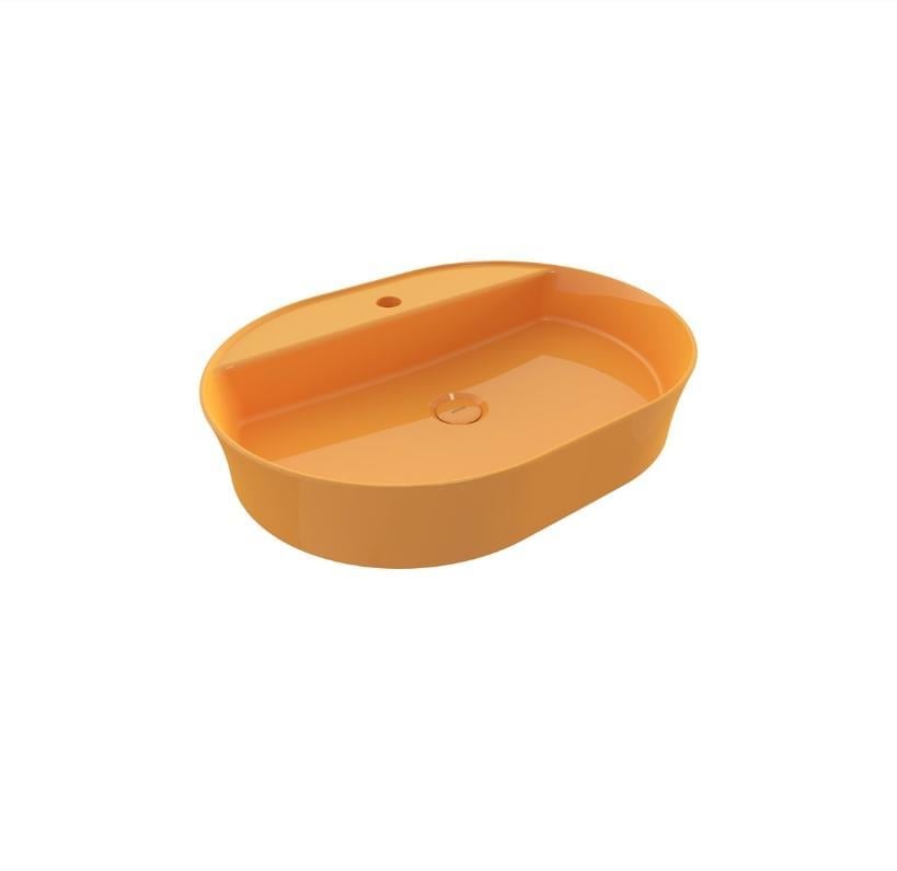 Bocchi Sottile Slim Line Oval Batarya Banklı Lavabo 60x45 cm P Mandalina Sarısı