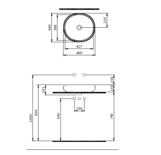 Bocchi Strata Lavabo 49 cm Mat Antrasit