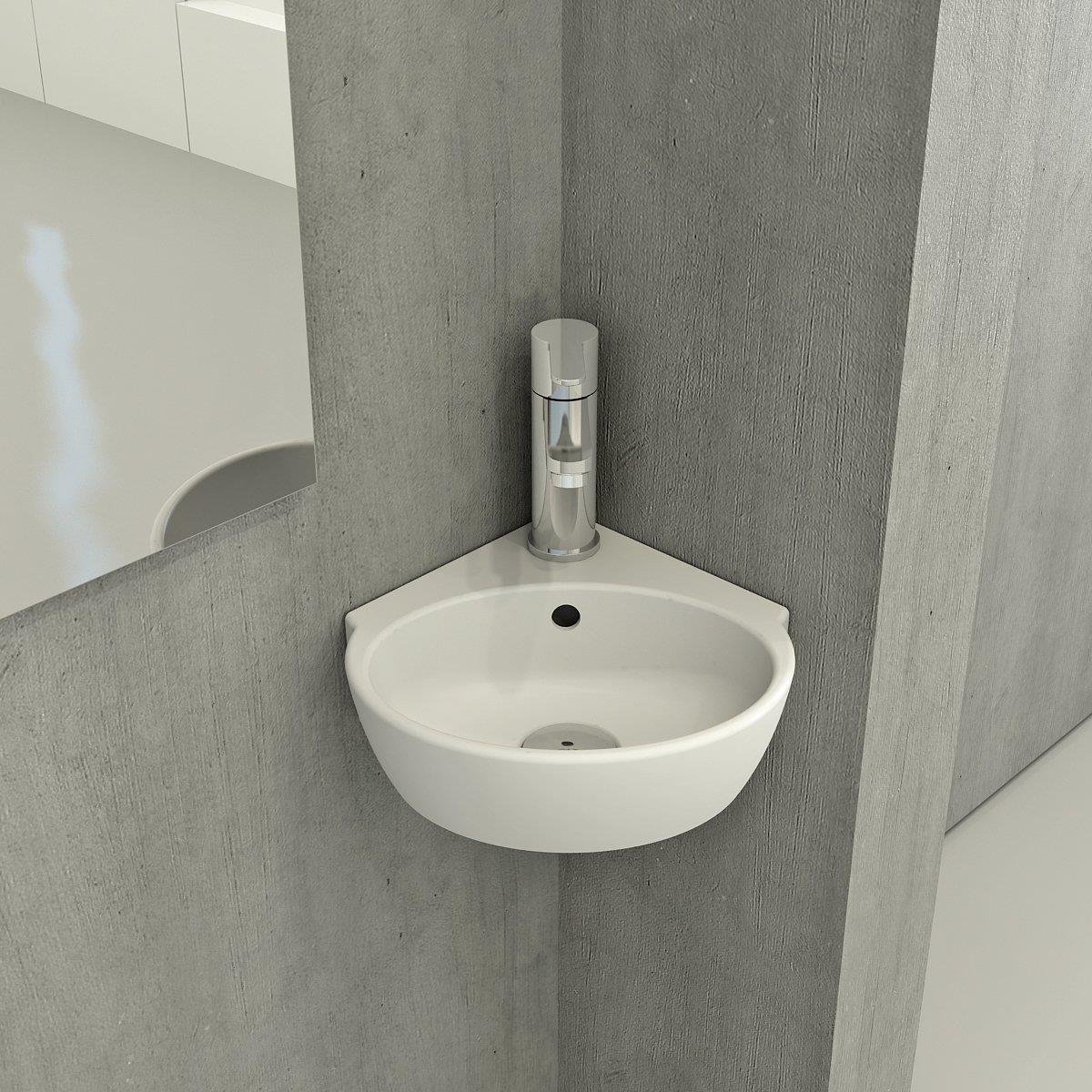 Bocchi Taormina Arch Köşe Lavabo 30 cm Mat Beyaz