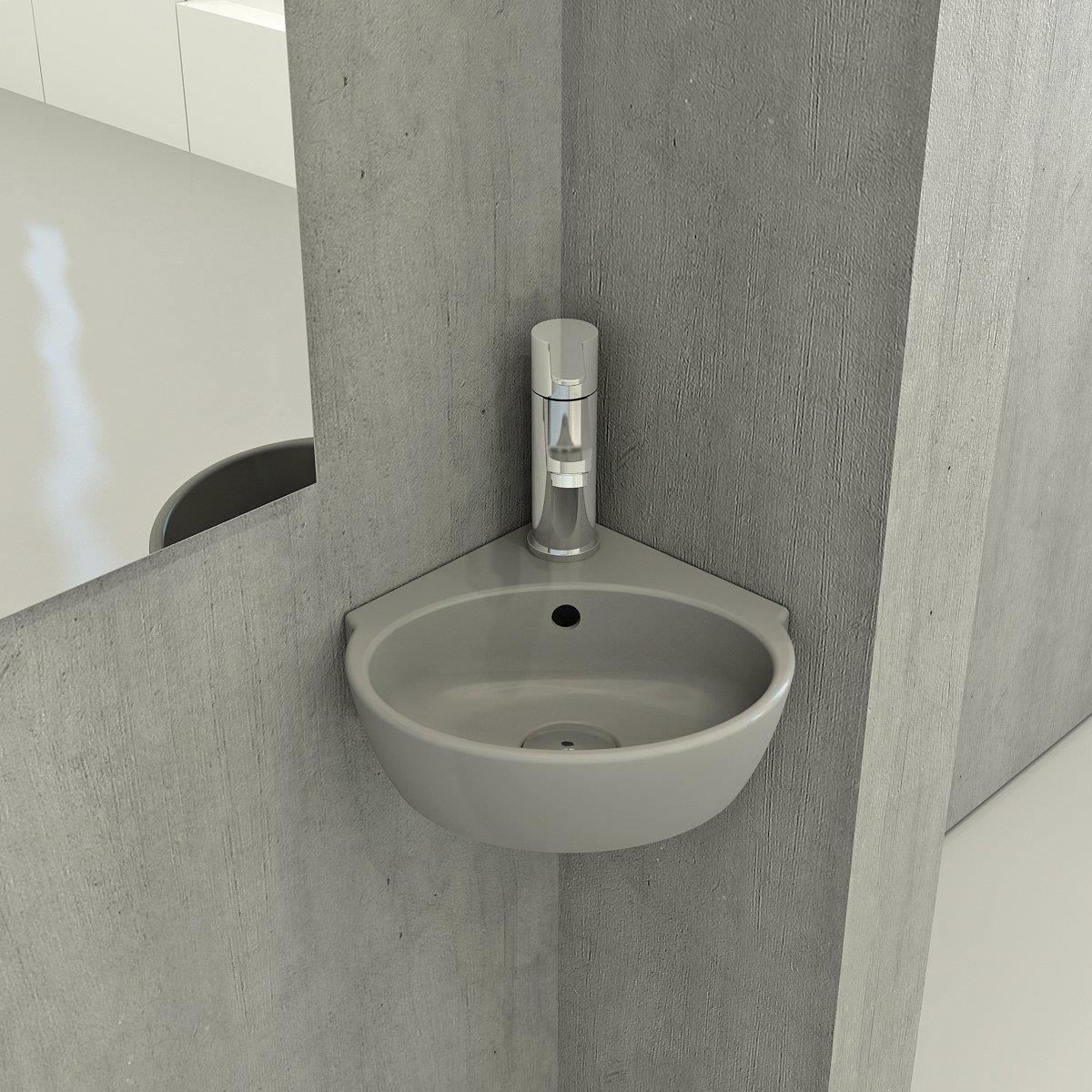 Bocchi Taormina Arch Köşe Lavabo 30 cm Mat Gri