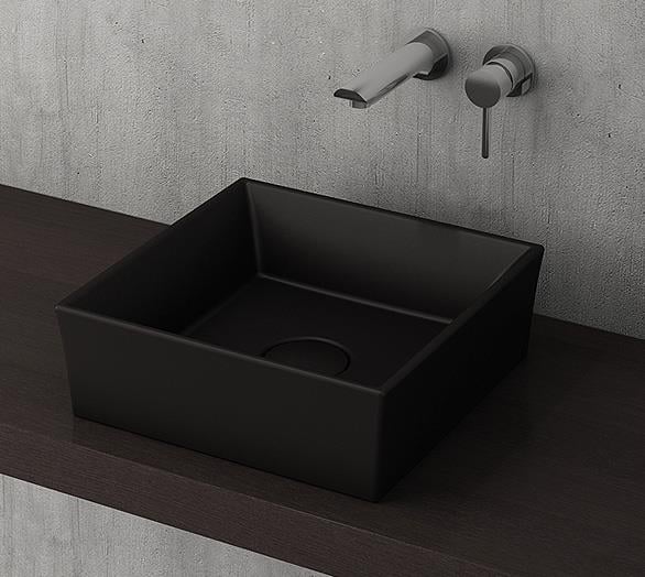 Bocchi Vessel Kare Lavabo 38x38 cm Mat Siyah
