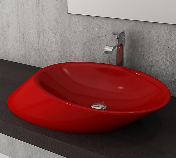 Bocchi Vessel Yatay Çanak Lavabo 72 cm Kırmızı