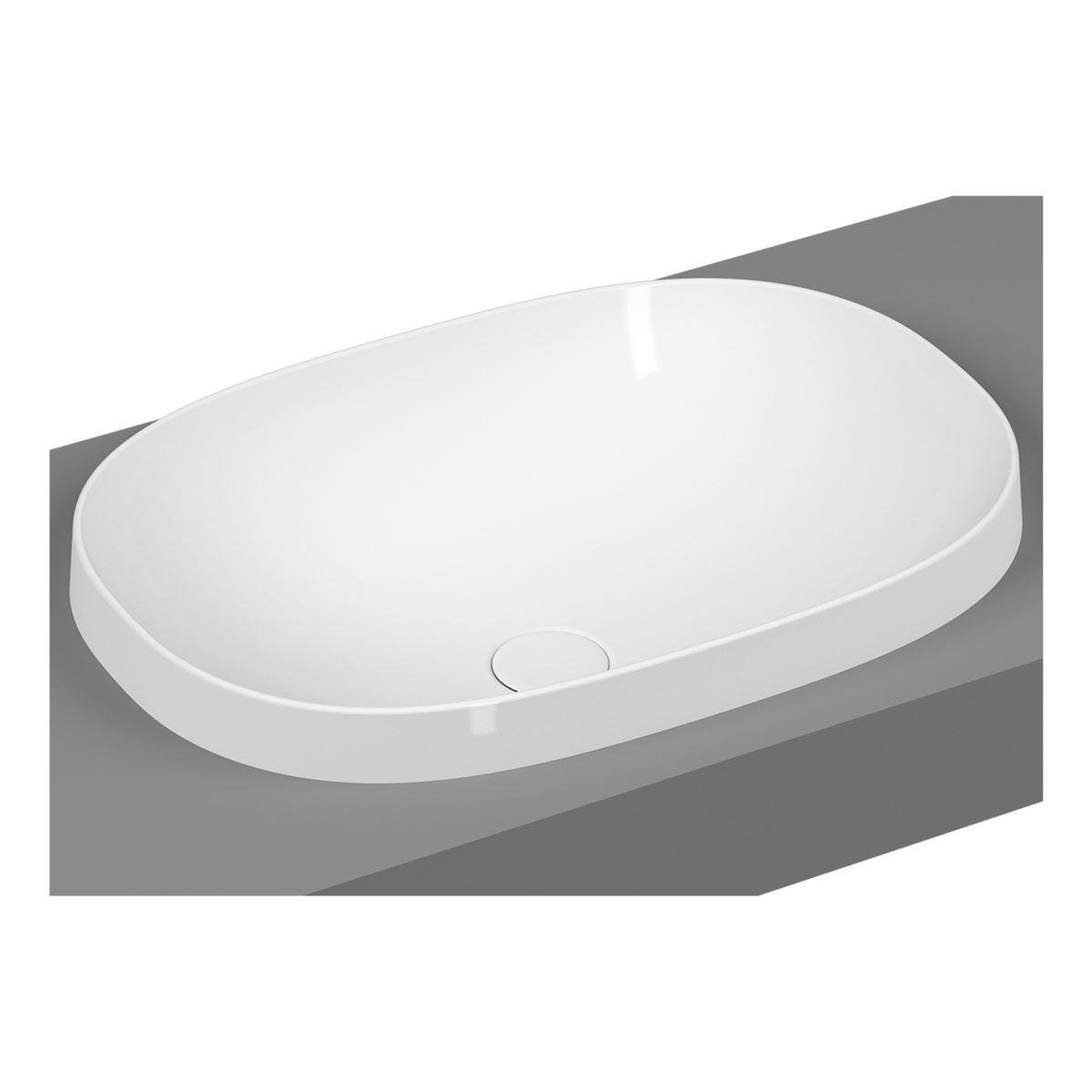 Frame Tezgah üstü oval lavabo, 56 cm Mat Beyaz