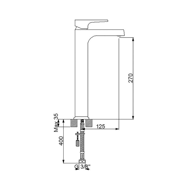 NEWARC AQUA  ÇANAK TİP LAVABO BATARYASI SİYAH / PARLAK BAKIR 
