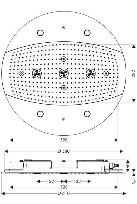 Raindance Rainmaker Ø 600 mm Işıklı Krom