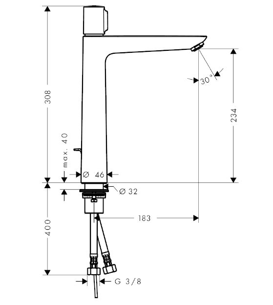 Talis Select E Tek Kollu Lavabo Bataryası 240, Kumandalı