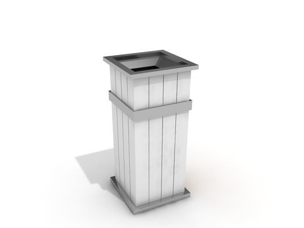 Outdoor Wooden Waste Bin – Square Design – White Finish