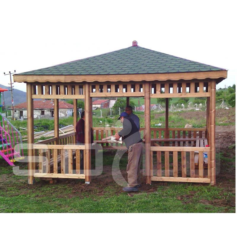 Wooden Pavilion | Square with Interior Seating | 4x4 m