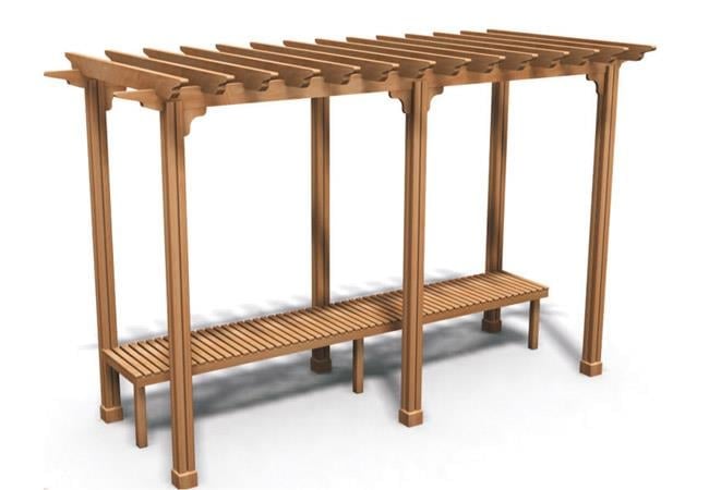 Wooden Pergola 3x1.5 m – With Integrated Seating