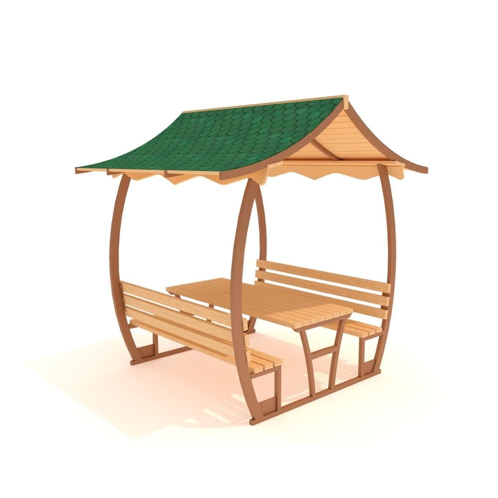Japanese Roof Picnic Table | PTB12M | Metal | 8-Seater