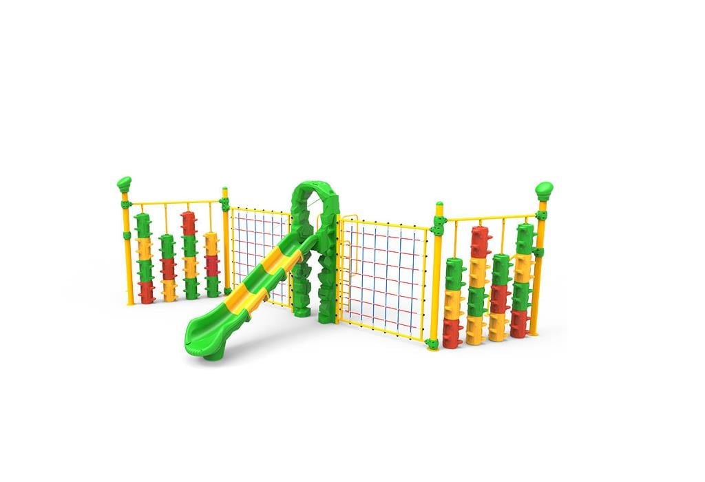 Straight Slide with Cylinder and Rope Climber | Playground Equipment – SLN04