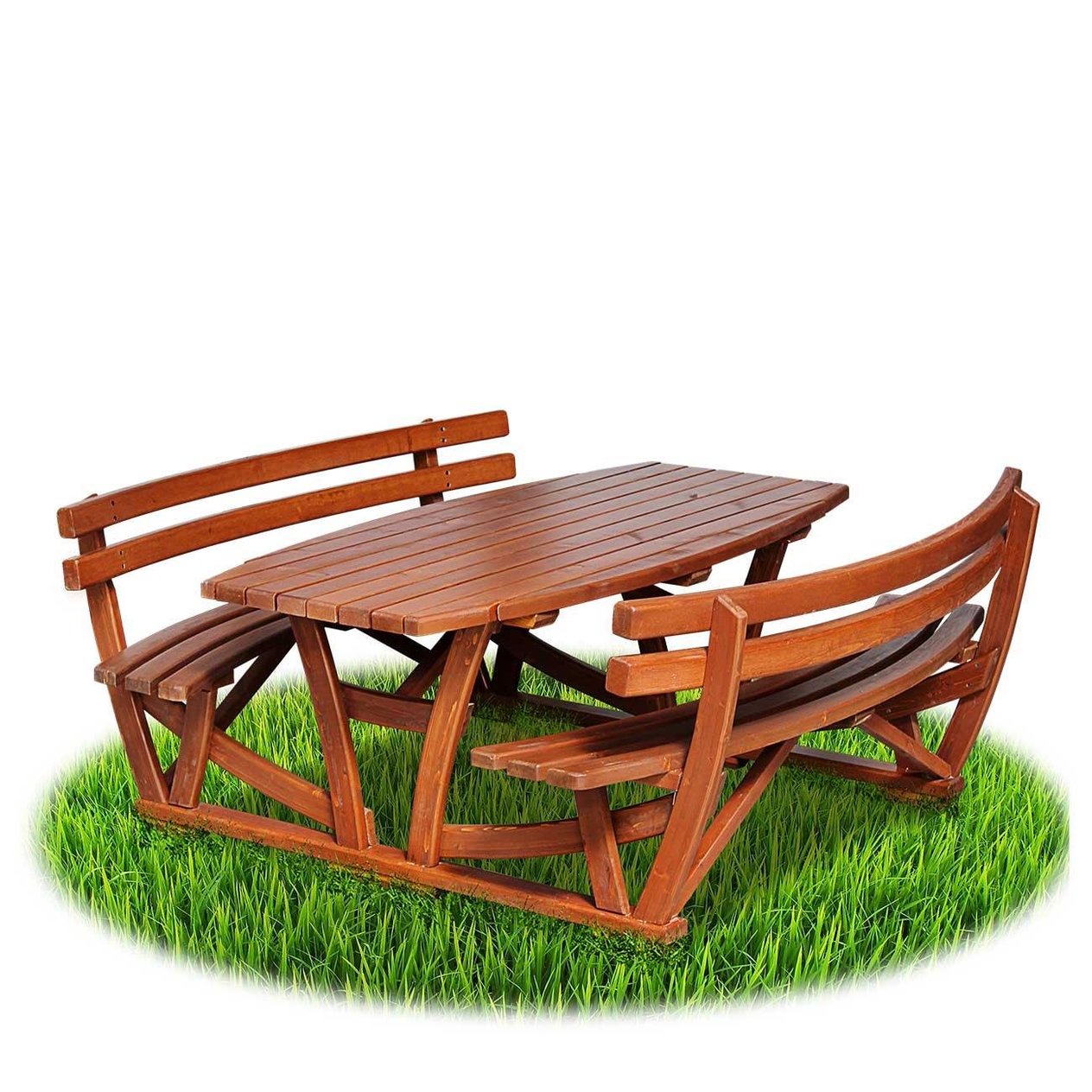 Wooden Picnic Table 190 cm – Curved Backrest