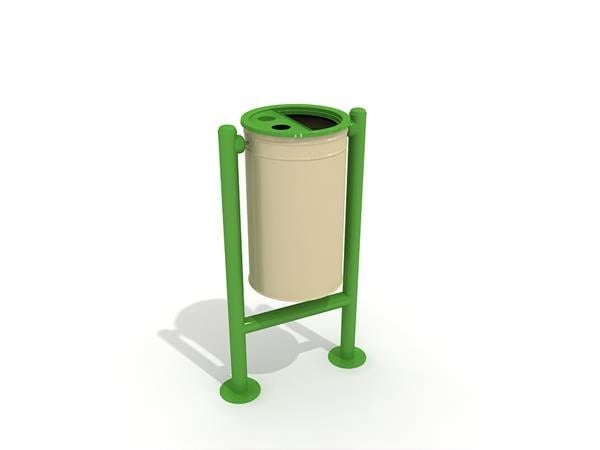 Metal Outdoor Waste Bin 30L – Cream-Green Freestanding Model 