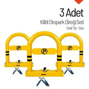 Oval Tip Kilitli Otopark Direği – 3'lü Set