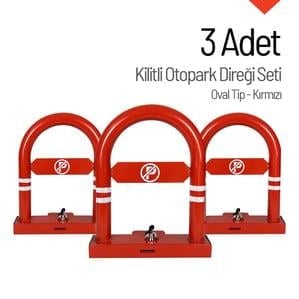 Oval Tip Kilitli Otopark Direği – 3'lü Set