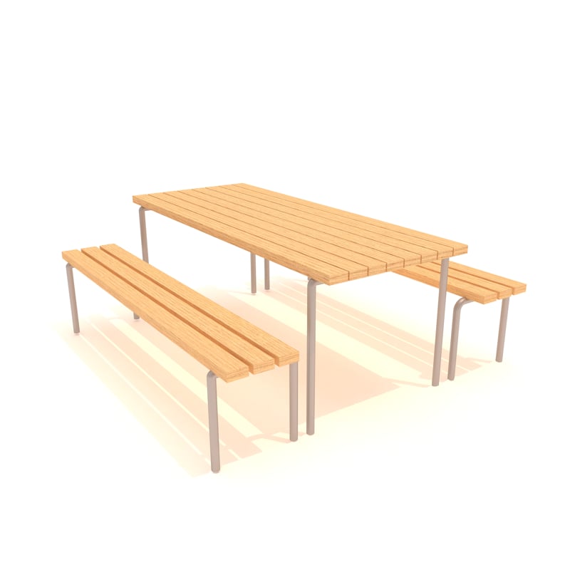 145 cm Wooden Picnic Table with Independent Benches