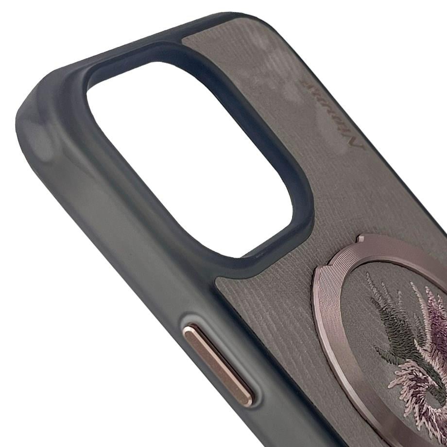 Nimmy iP15 Pro Max Pembe Phoenix Anka Kuşu Serisi Magsafe Nakış İşlemeli Detaylı 3D Telefon Kılıfı