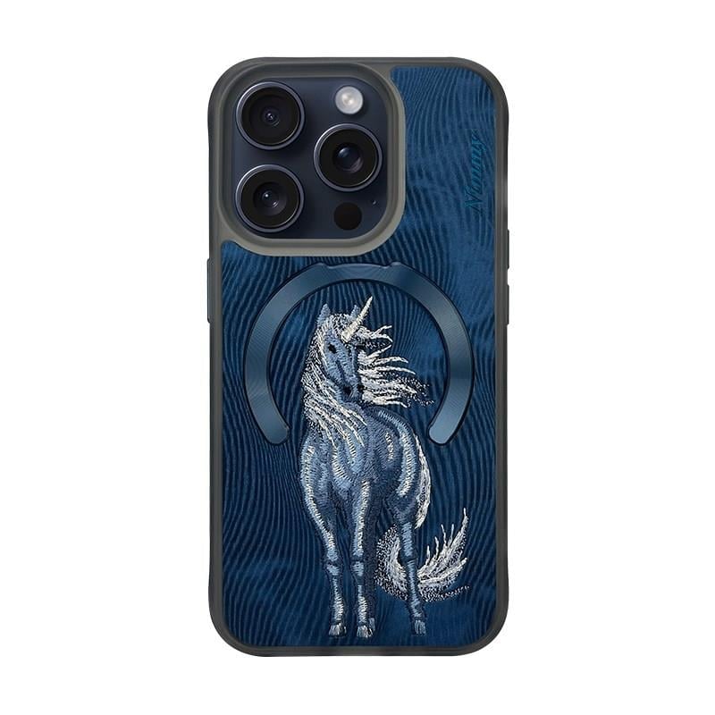 Nimmy iPhone 15 Uyumlu Mavi Unicorn Telefon Kılıfı