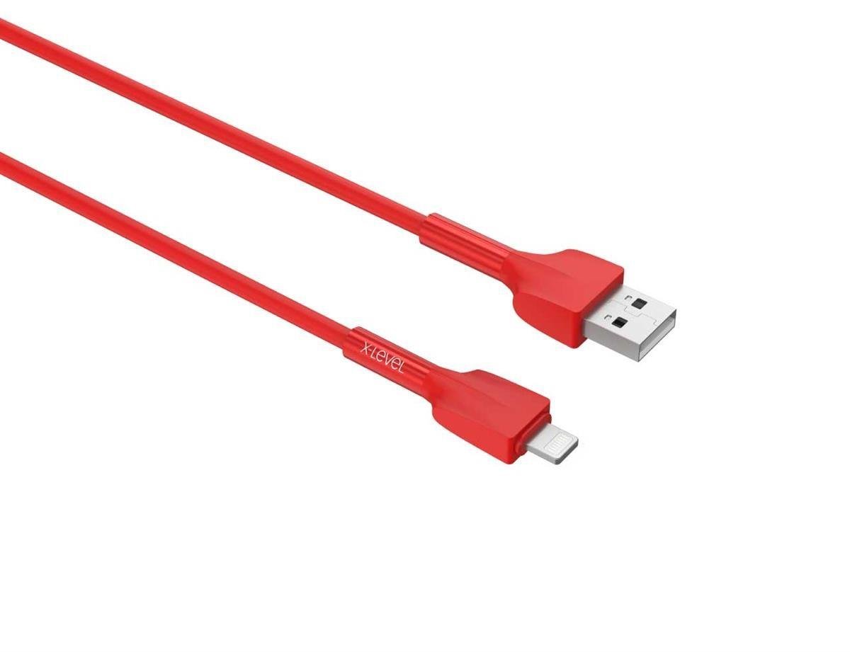 X-LEVEL XCC9005 X-Move USB-A to Lightning 1.2 Metre Hızlı Şarj Ve Data Kablosu 27W Kırmızı