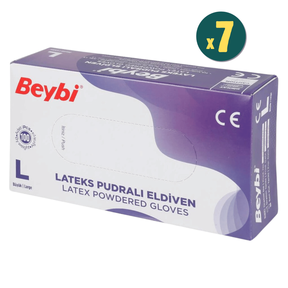 Beybi Lateks Eldiven Pudralı Large 100'lü 7 Kutu Fiyatları - Modern Eczane