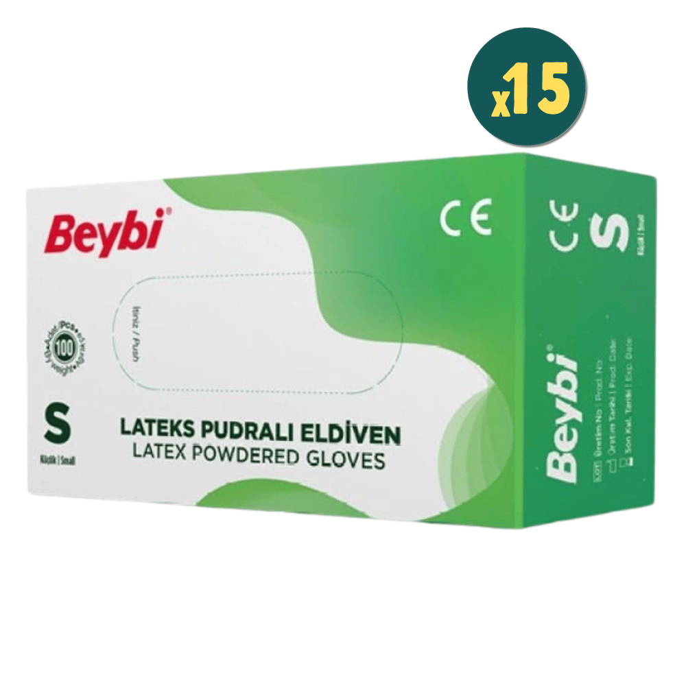 Beybi Lateks Eldiven Pudralı Small 100'lü 15 Kutu Fiyatları - Modern Eczane