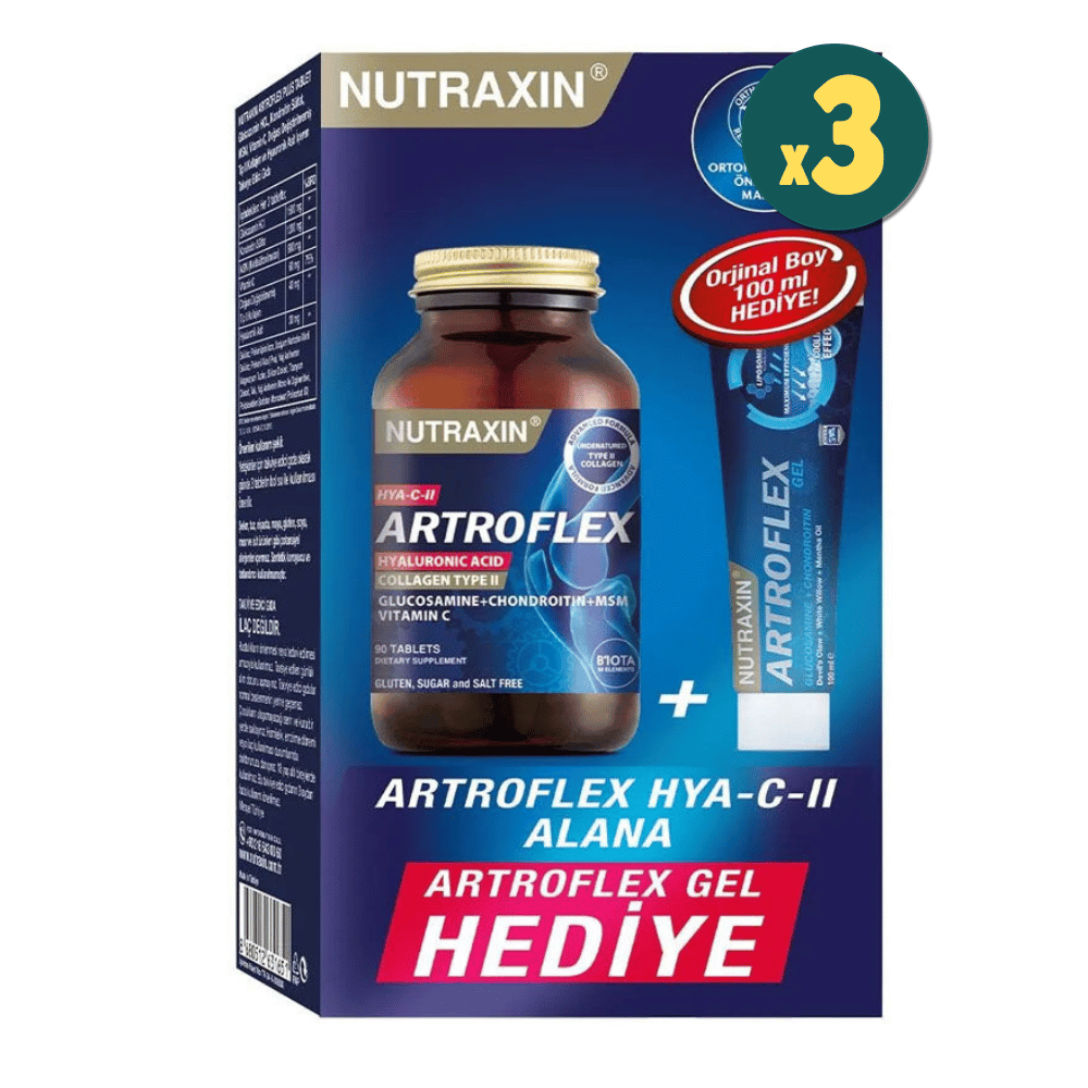 Nutraxin Artroflex Hya-C-II 90 Tablet + Extra Gel 100 ml Hediyeli 3 Adet - Modern Eczane