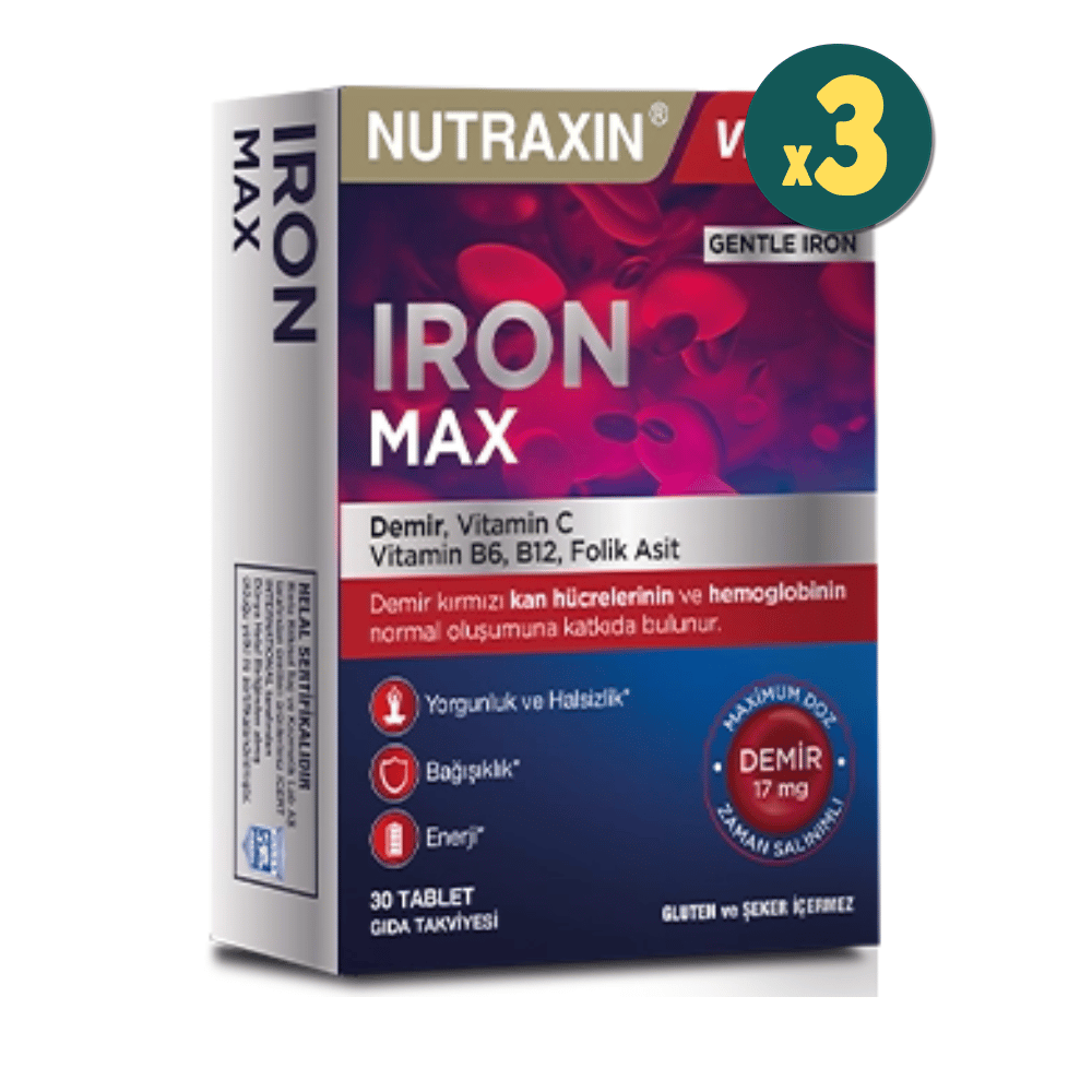 Nutraxin Iron Max 17 mg 30 Tablet 3 Adet Fiyatları - Modern Eczane
