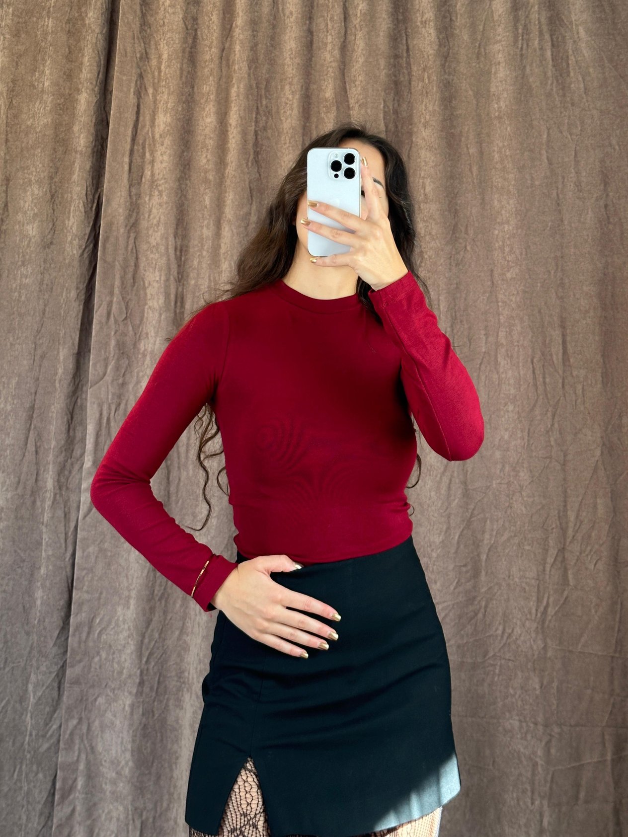 Massimo Model Linen Kumaş Bordo Crop Body