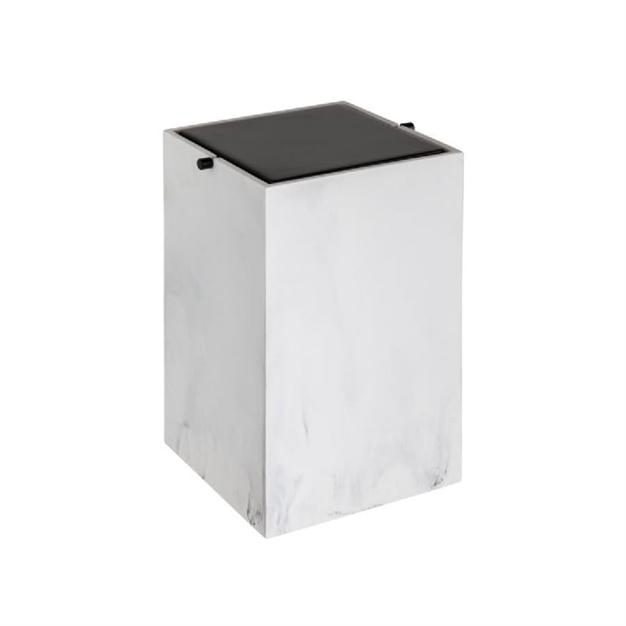 Banyo Çöp Kovası 4 L Mermer Deseneli/Siyah Renk 300X186X186 Mm