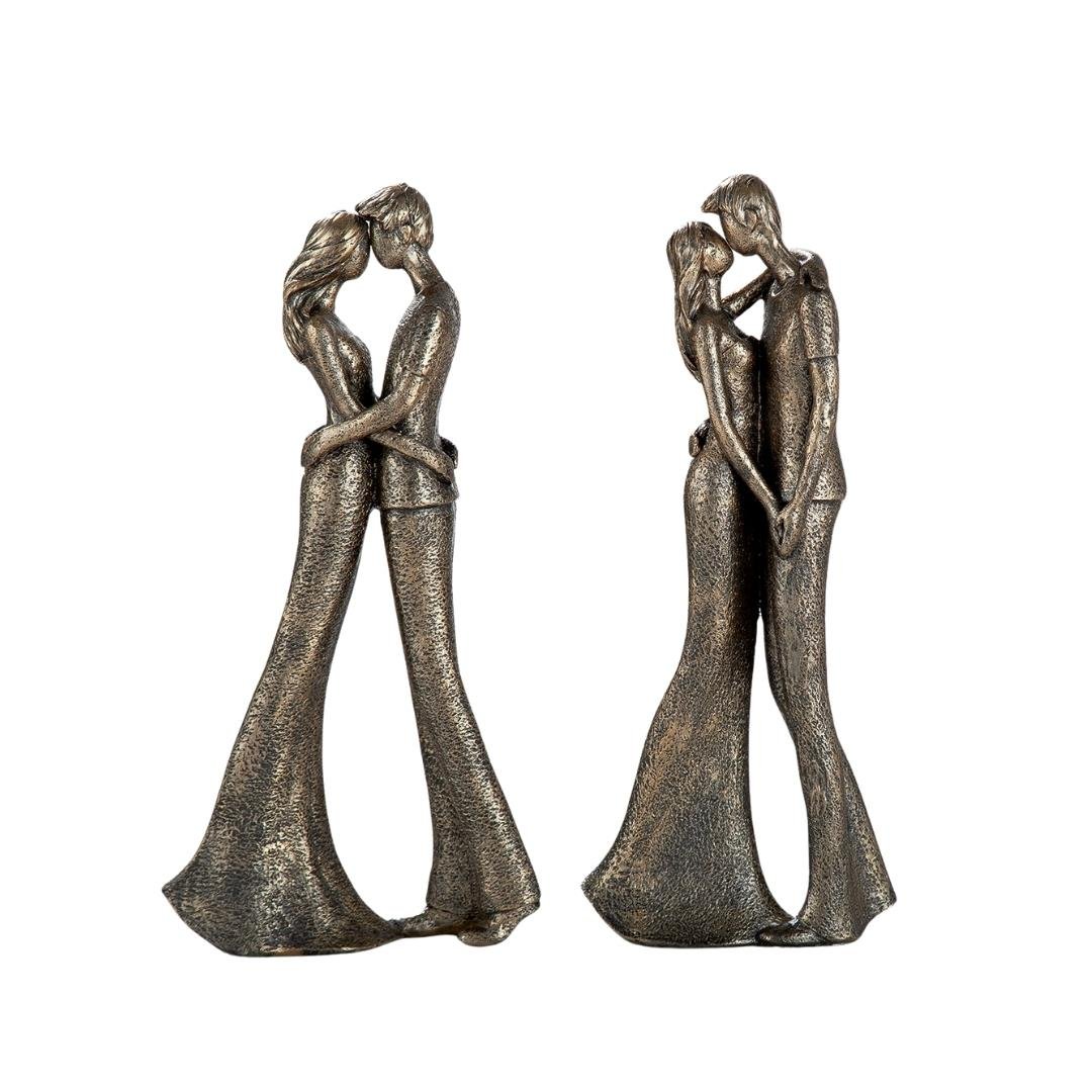 Gılde 2'Li Figür Çift Sentetik Reçine Bronz Renkli L.5 cm G.13 cm Y.30 cm