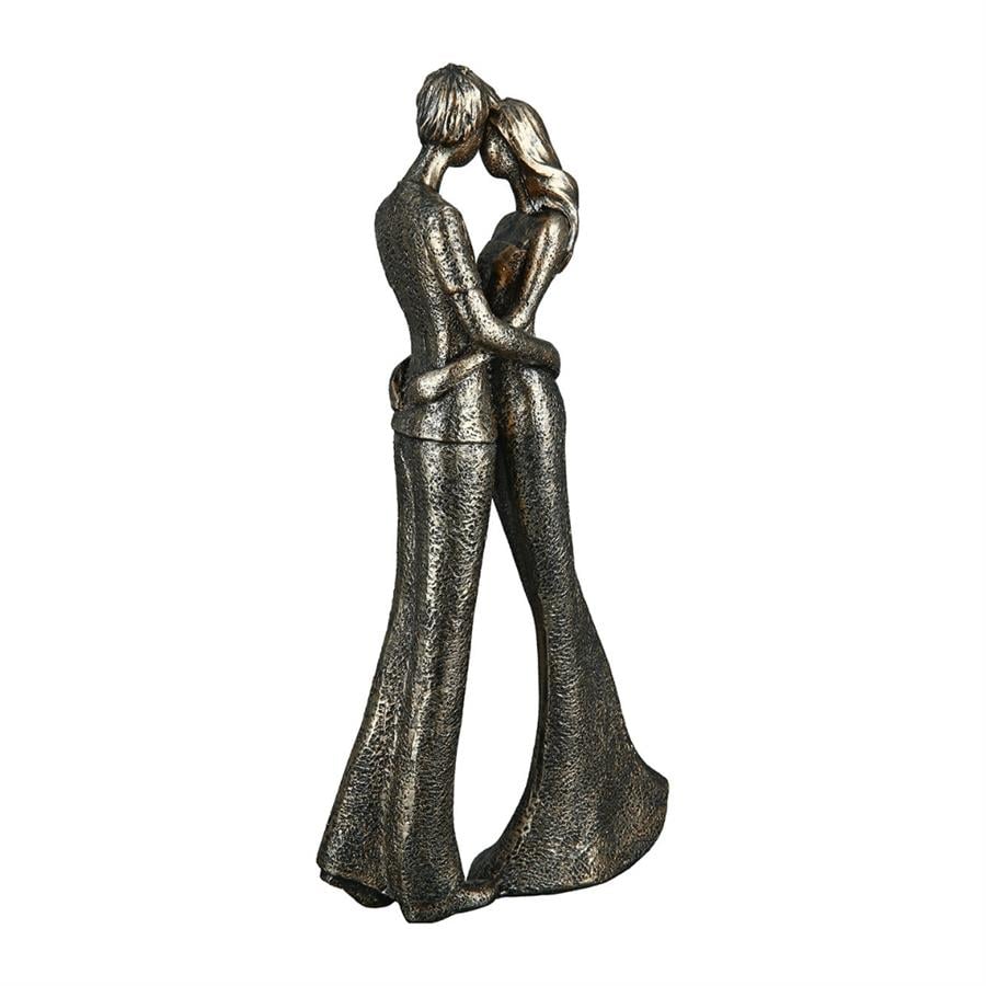 Gılde 2'Li Figür Çift Sentetik Reçine Bronz Renkli L.5 cm G.13 cm Y.30 cm