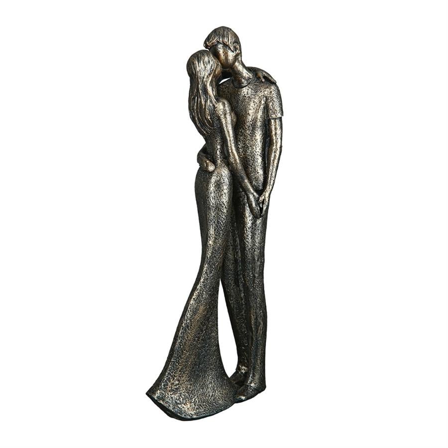 Gılde 2'Li Figür Çift Sentetik Reçine Bronz Renkli L.5 cm G.13 cm Y.30 cm