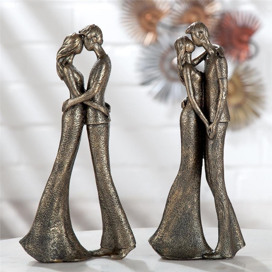 Gılde 2'Li Figür Çift Sentetik Reçine Bronz Renkli L.5 cm G.13 cm Y.30 cm