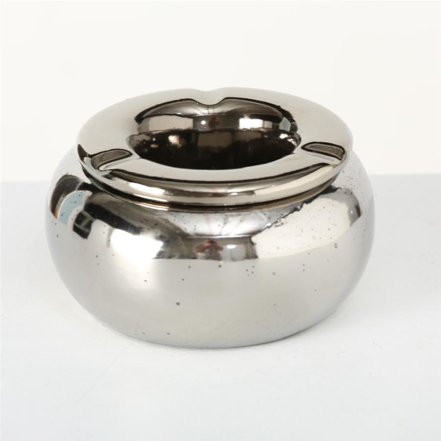 Gümüş Yuvarlak Cam  Küllük 8Cm