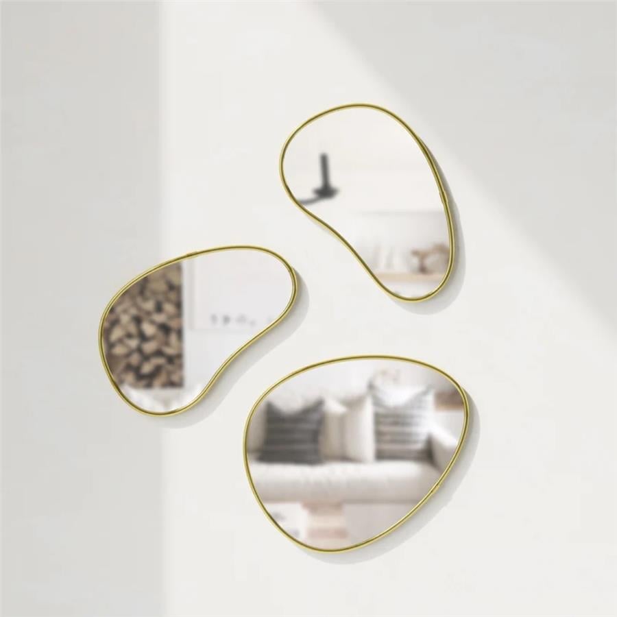 Hubba 3'Lü Set Gold Çerçeveli Ayna