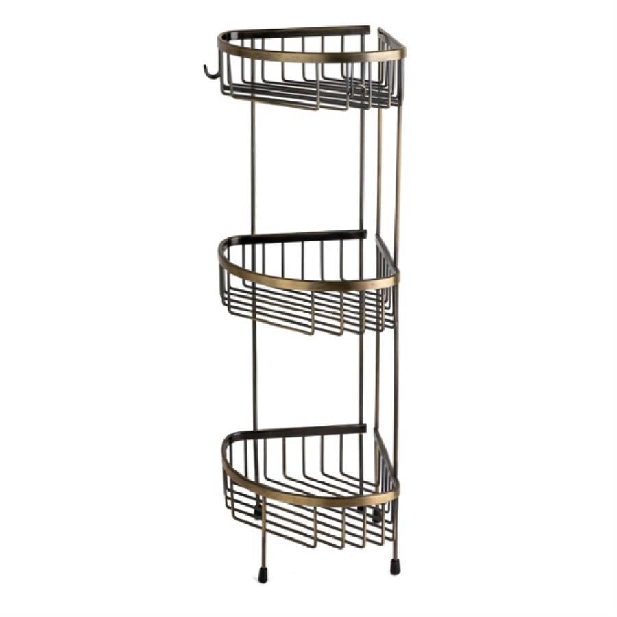 Köşe 3'Lü Ayaklı Duş Rafı Antik Renk 647X196X250 Mm