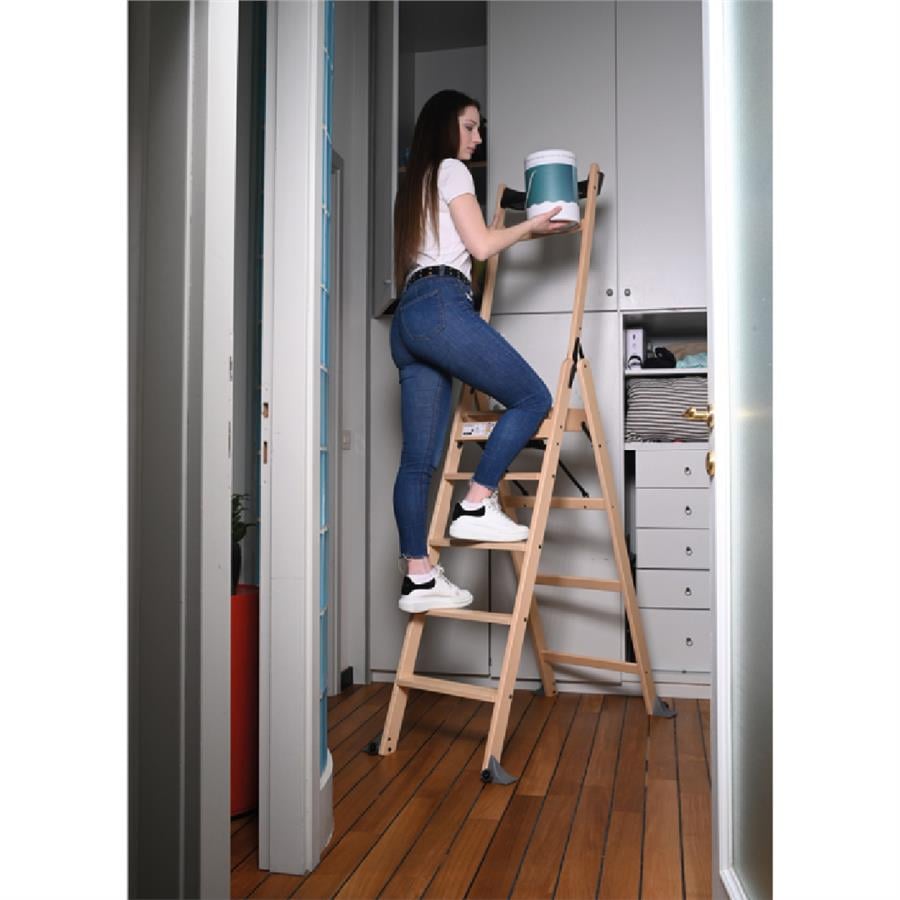 Lascala 4 Basamaklı Ahşap Merdiven Doğal Renk
