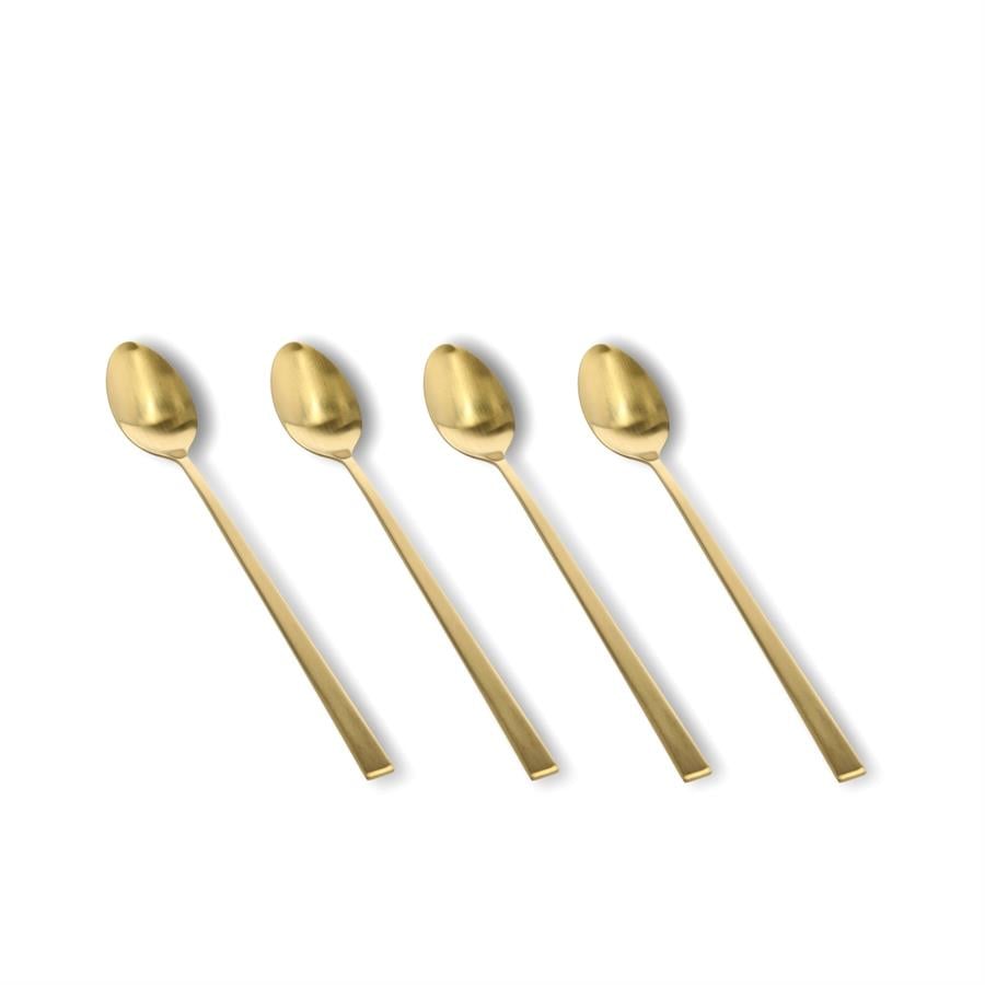 Latte Kaşığı 4 Adet Mat Pirinç 20 Cm
