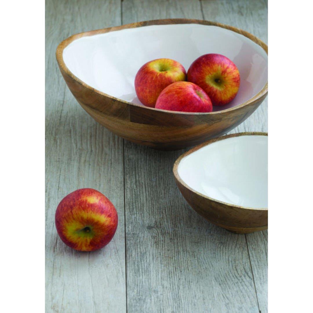 Mango Ahşap & Beyaz Kase Çap 30 Cm