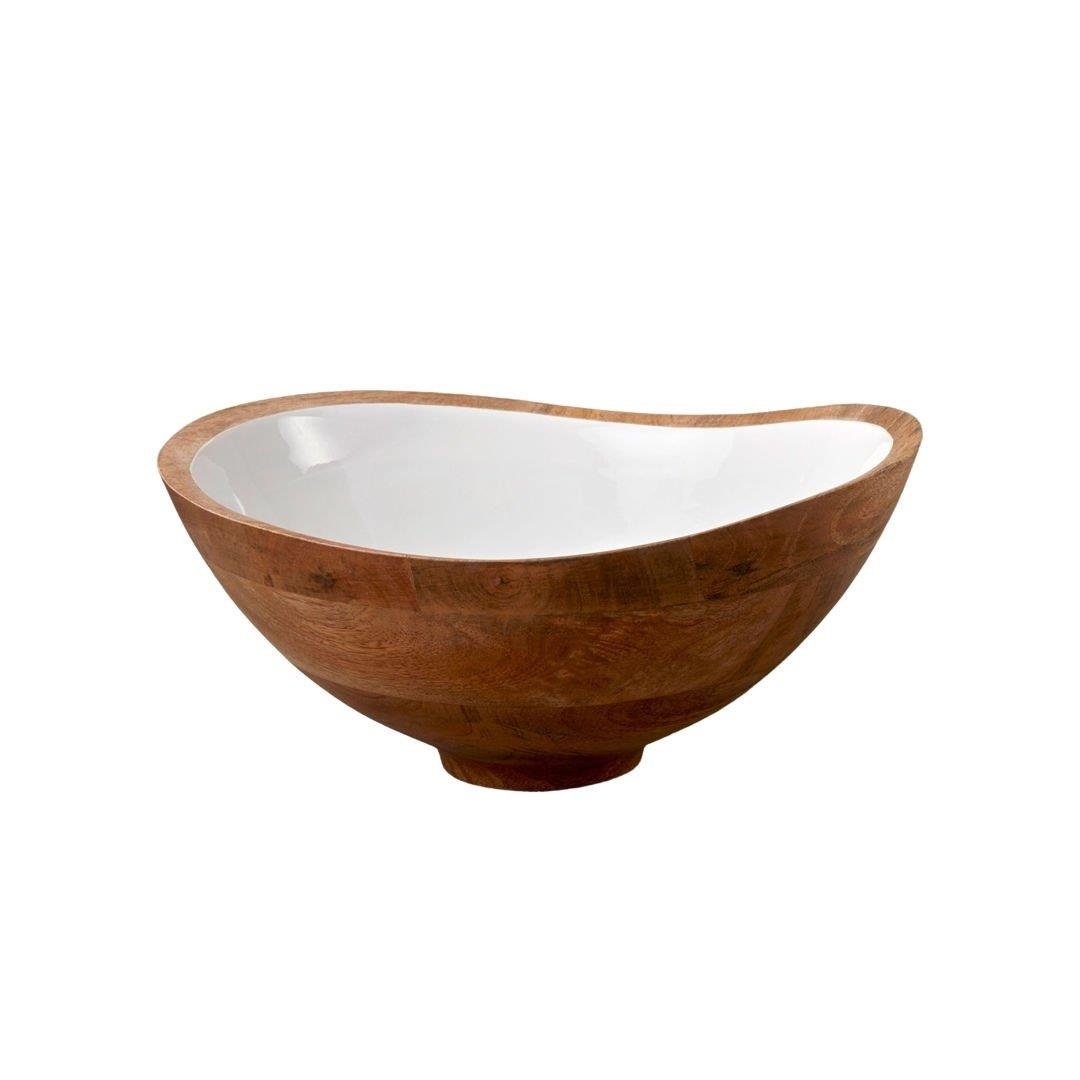 Mango Ahşap & Beyaz Kase Çap 30 Cm