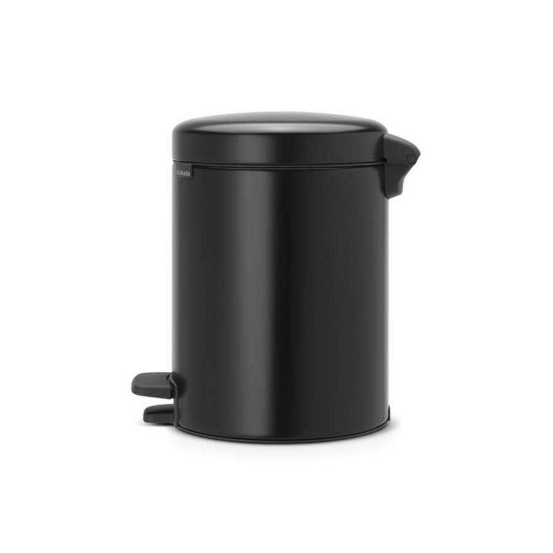 Newıcon Matt Black Pedallı Çöp Kutusu 5l