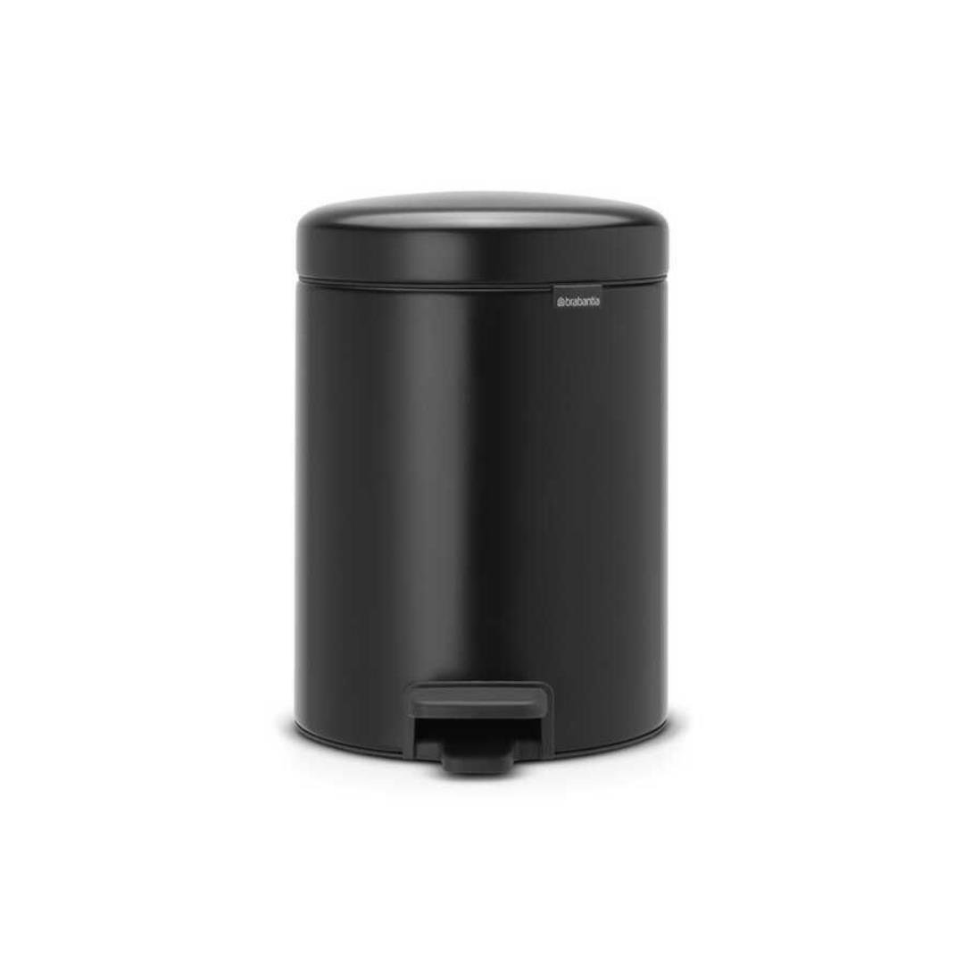 Newıcon Matt Black Pedallı Çöp Kutusu 5l