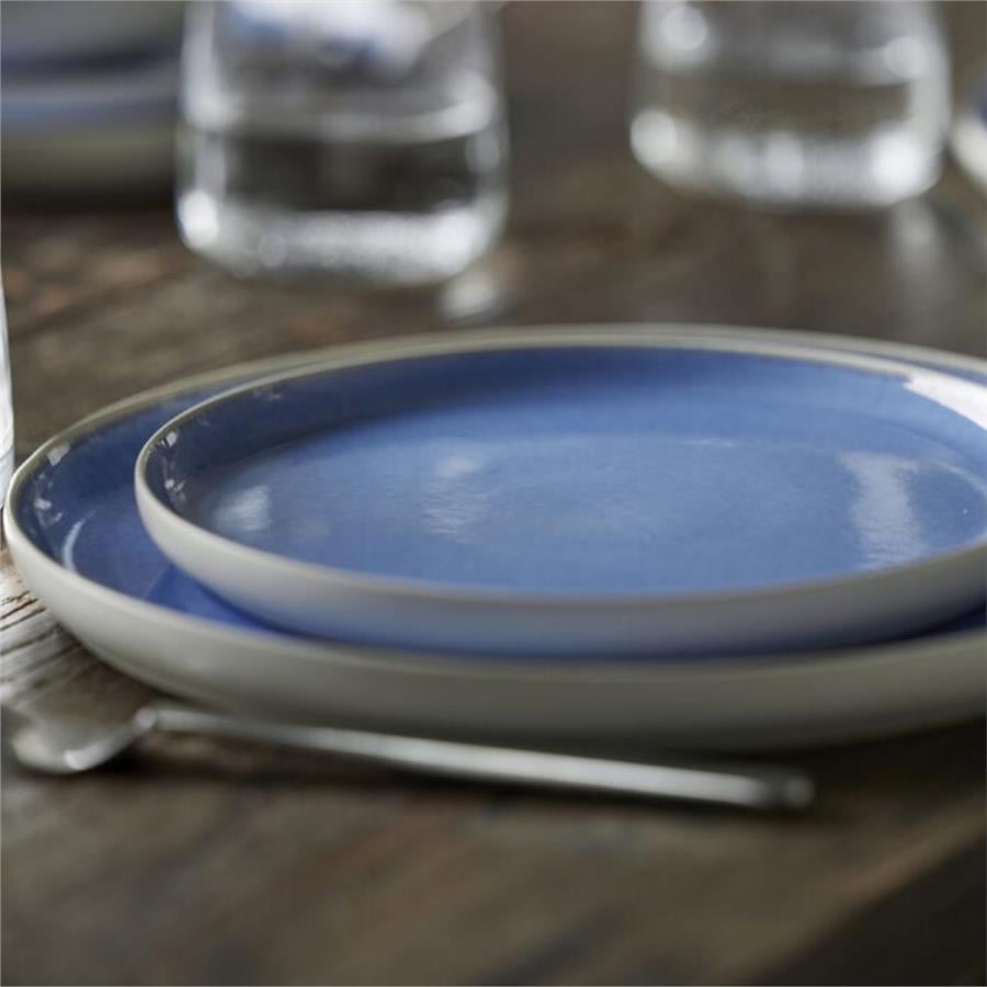 North Seramik Öğle Yemeği Tabağı Mat Beyaz/Parlak Nehir Çap:21 Cm