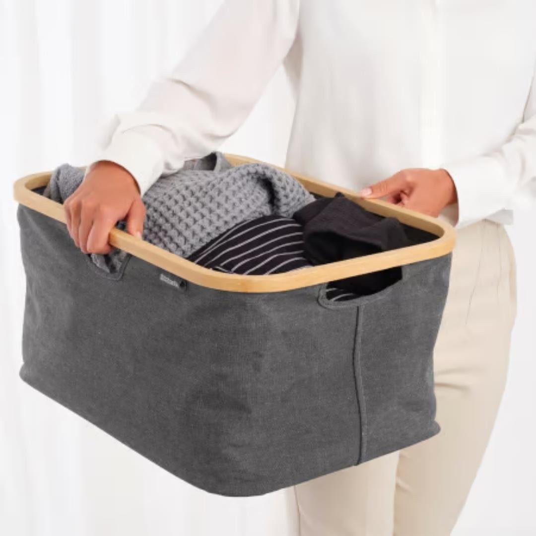 Pepper Black Katlanabilir Dikdörtgen Kumaş Çamaşır Sepeti 40 L