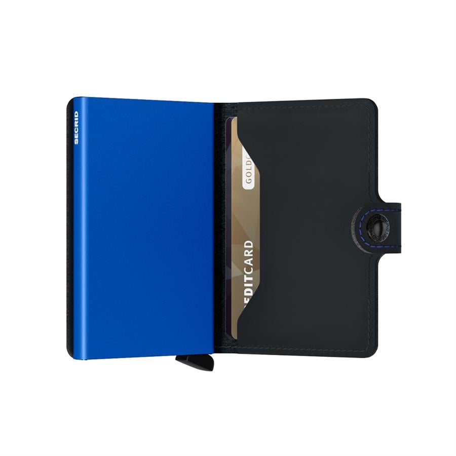 Secrid Miniwallet Matte Black& Blue, N/A - %100 Orjinal Avrupa Derisi Cüzdan