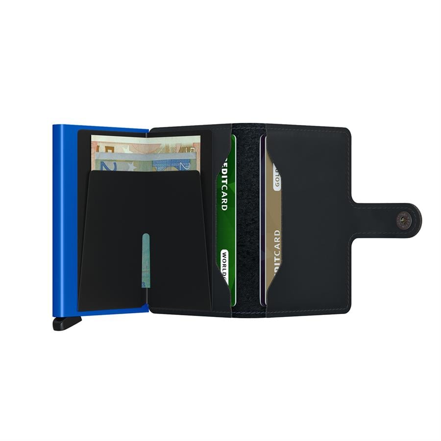 Secrid Miniwallet Matte Black& Blue, N/A - %100 Orjinal Avrupa Derisi Cüzdan