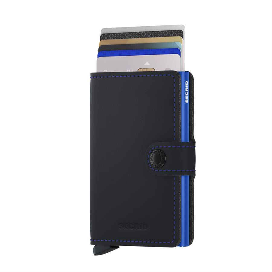 Secrid Miniwallet Matte Black& Blue, N/A - %100 Orjinal Avrupa Derisi Cüzdan