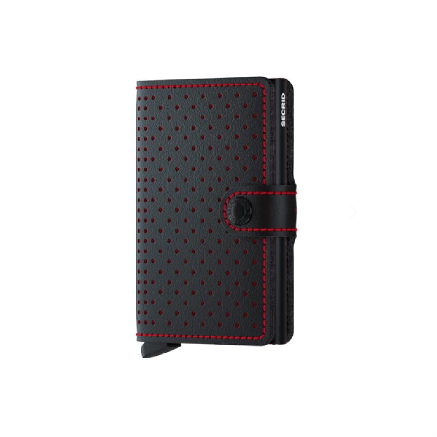 Secrid Miniwallet Perforated Black Red - Siyah/Kırmızı %100 Orjinal Avrupa Derisi Cüzdan