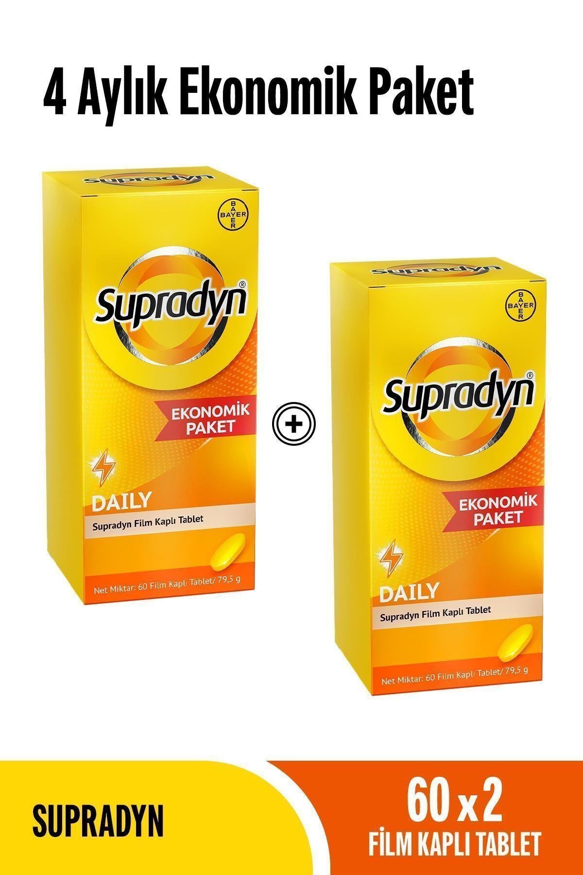 Supradyn4 Aylık Ekonomik Paket: 2x60 Daily Film Kaplı Tablet, Yetişkin Multivitamin - 120 Tablet8699546093939