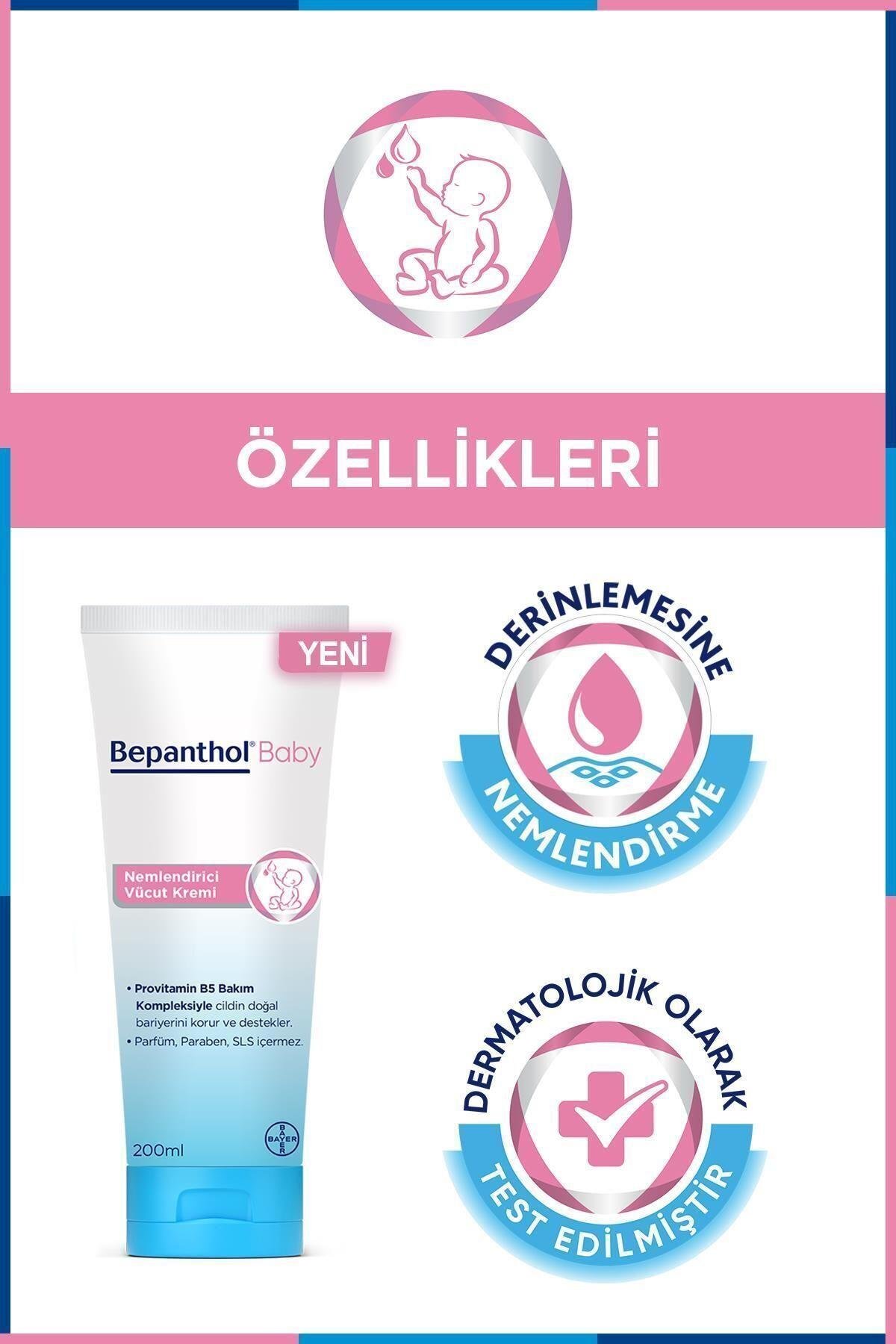 BepantholBaby Nemlendirici Vücut Kremi 200 ml l Provitamin B5 - Uzun Süreli Nemlendirme8699546358861